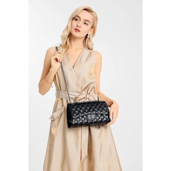 🆕 Women Green Strap Stylish Clutch Purse Quilted Ladies Chain Crossbody Bags - Picture 2 of 6